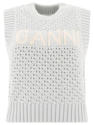 Logo Cotton Vest Light Blue - GANNI - BALAAN 1