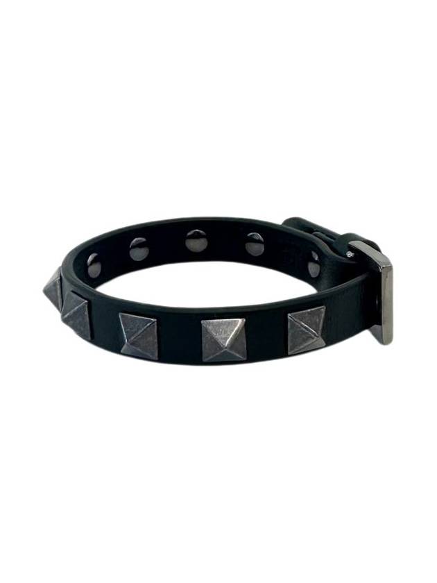 Rockstud Leather Bracelet Black - VALENTINO - BALAAN 2