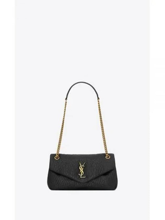 YSL Shoulder Bag Grain Lambskin Sheepskin Calypso Black Bag 734153AACYT1000 - SAINT LAURENT - BALAAN 1