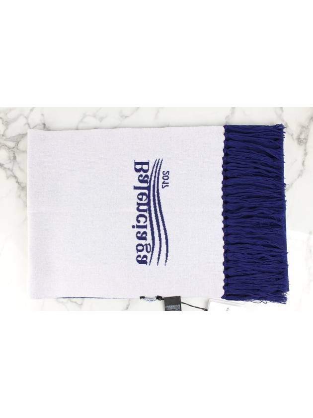 Wave logo wool muffler blue - BALENCIAGA - BALAAN 4