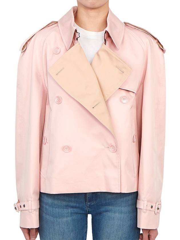 Cotton Gabardine Cropped Trench Coat Pink - BURBERRY - BALAAN 5