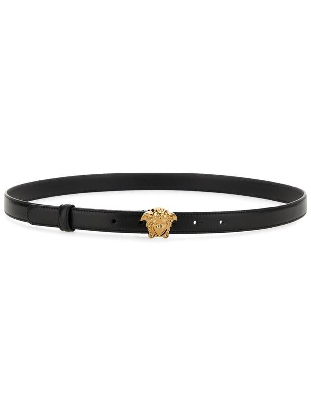 Medusa Buckle Leather Belt Black - VERSACE - BALAAN 2