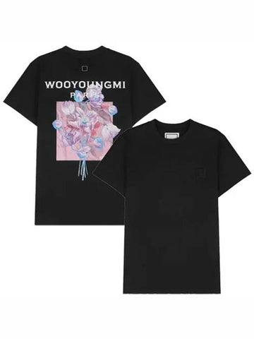 3D Flower Back Logo T Shirt Black Women s M243TS05708B - WOOYOUNGMI - BALAAN 1