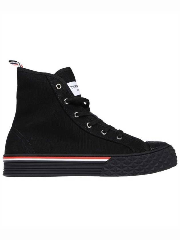 RWB Stripe Canvas Tartan Sole Collegiate High Top Sneakers Black - THOM BROWNE - BALAAN 1