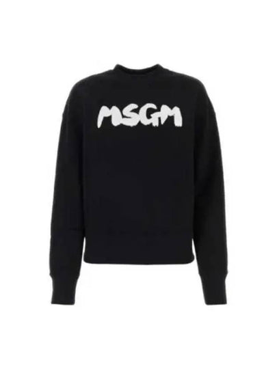 Brushed Logo Cotton Sweatshirt Black - MSGM - BALAAN 2