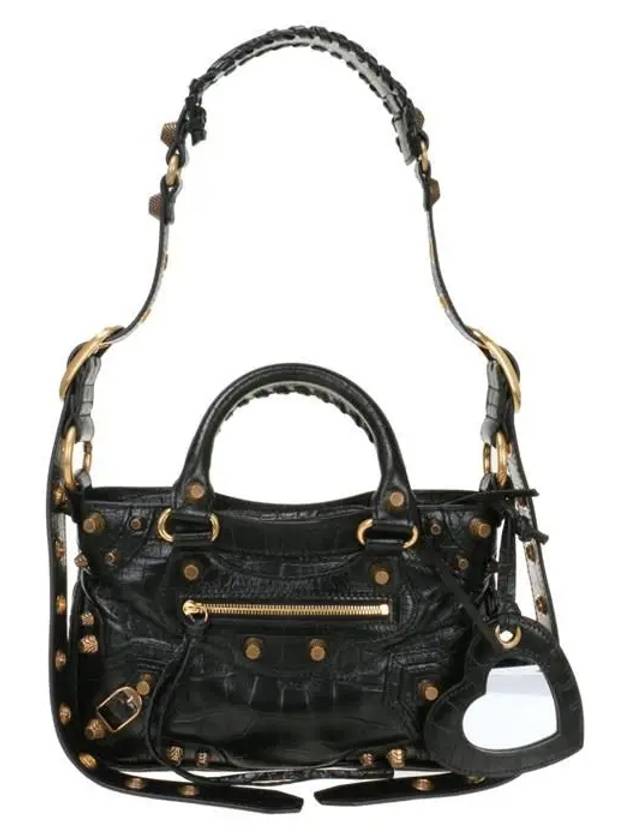 Neo Cagole Small Crocodile Embossed Leather Tote Bag Black - BALENCIAGA - BALAAN 2