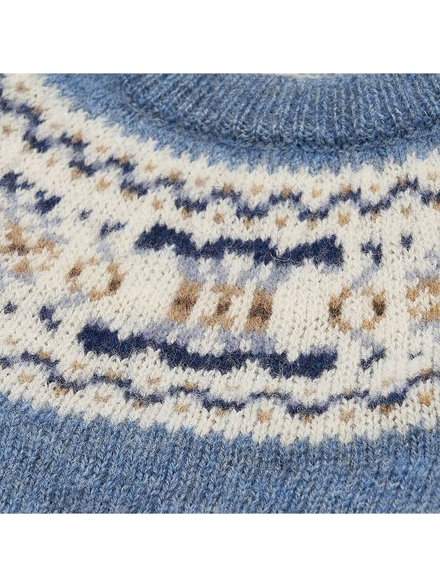 Triomphe Fair Isle Wool Knit Top Light Blue - CELINE - BALAAN 6