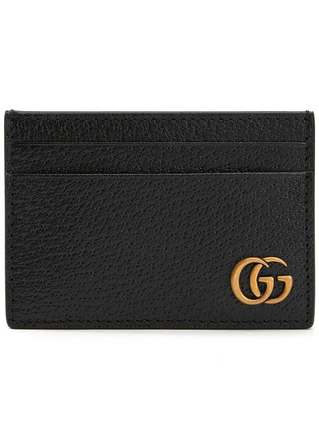 GG Marmont Leather Card Wallet Black - GUCCI - BALAAN 3