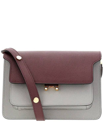 Saffiano Medium Trunk Shoulder Bag Dark Port - MARNI - BALAAN 1