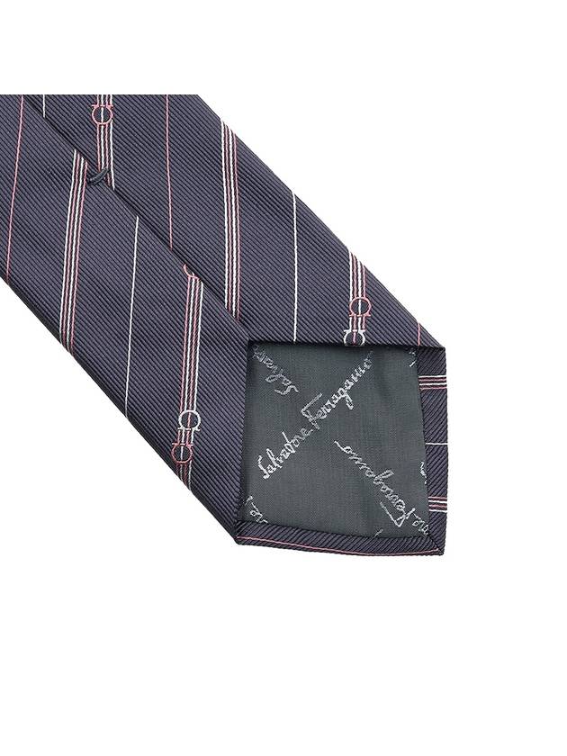 Ferragamo Men's Sprite Gancini Silk Tie 35 0802 BLACK LOGHI RED 0757661 - SALVATORE FERRAGAMO - BALAAN 6