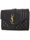 Matelasse Envelope Small Half Wallet Black - SAINT LAURENT - BALAAN 3