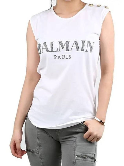 Beads logo epaulet tank top white 128525 - BALMAIN - BALAAN 2