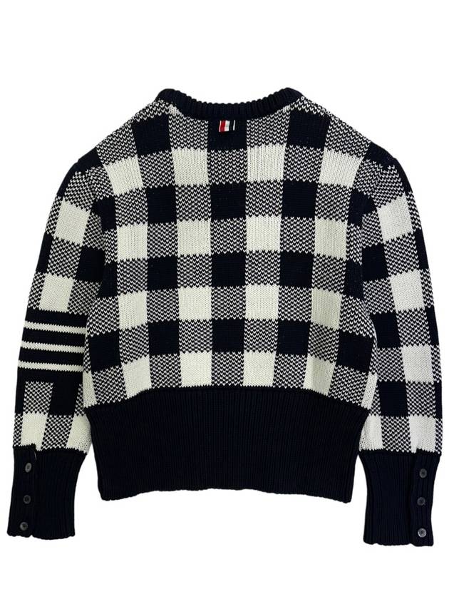 Men's 4 Bar Gingham Check Jacquard Knit Top Navy - THOM BROWNE - BALAAN 6