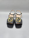 Women's Interlocking G Logo Leather Sandals Black - GUCCI - BALAAN 3