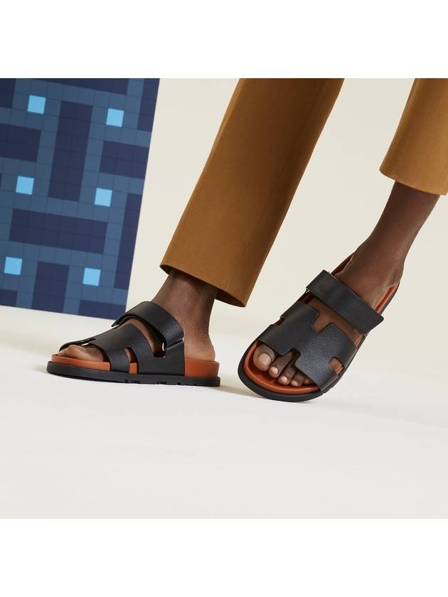 Chypre Calfskin Sandals Black - HERMES - BALAAN 3