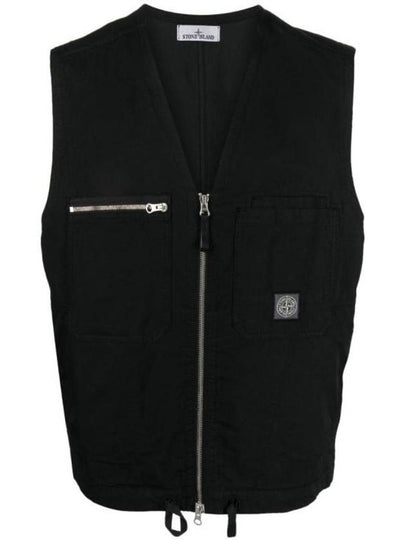 Cupro Cotton Twill TC Logo Patch Vest Black - STONE ISLAND - BALAAN 2