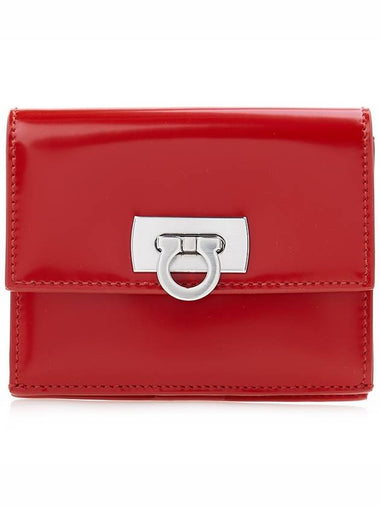 Ferragamo Women's Gancini Compact Bicycle Wallet 22 0434 FLAME RED 0760660 - SALVATORE FERRAGAMO - BALAAN 1