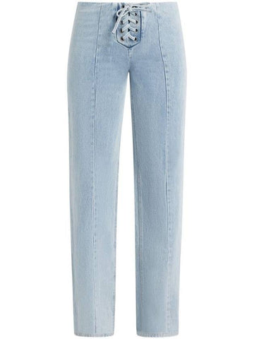 Rotate Birger Christensen Denim Laced Waist Pants - ROTATE - BALAAN 1