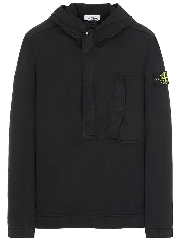 Cotton Fleece Half-zip Hoodie Black - STONE ISLAND - BALAAN 2