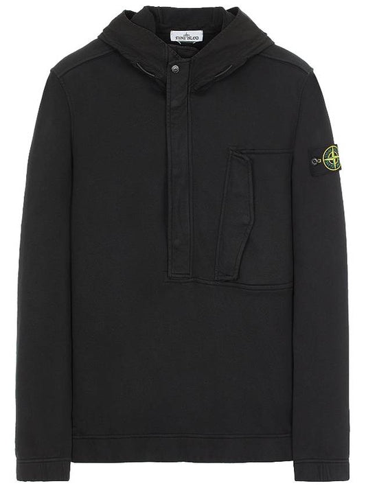 Cotton Fleece Half-zip Hoodie Black - STONE ISLAND - BALAAN 2