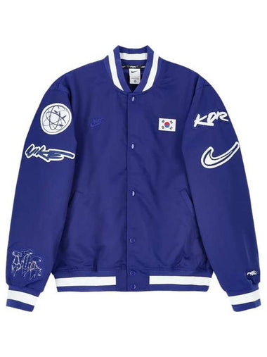 Korea Dugout Breaking Satin Bomber Jacket Deep Royal Blue - NIKE - BALAAN 1