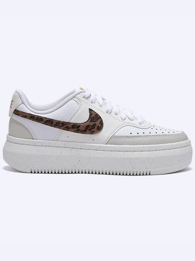 Court Vision Alta Leopard Swoosh Leather Low Top Sneakers White - NIKE - BALAAN 3