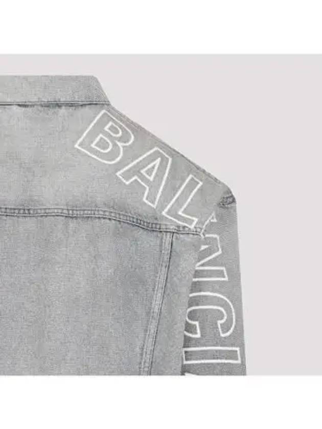 Embroidered Logo Denim Jacket Blue - BALENCIAGA - BALAAN 5