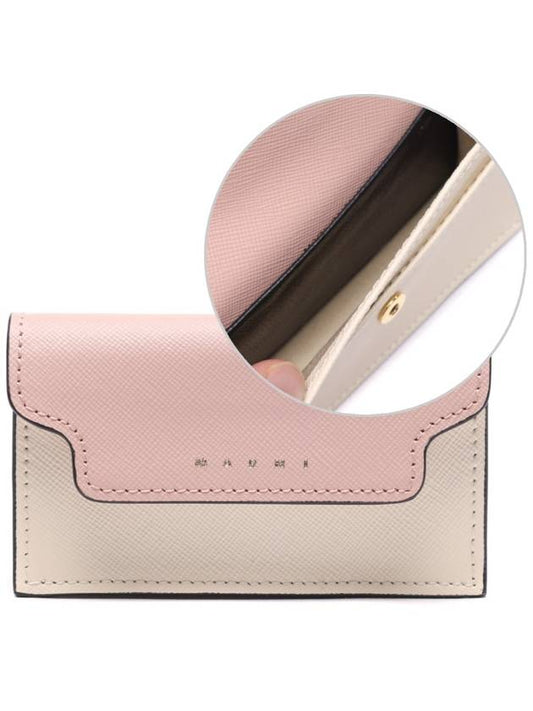 Logo Color Block Saffiano Card Wallet Pink - MARNI - BALAAN 2