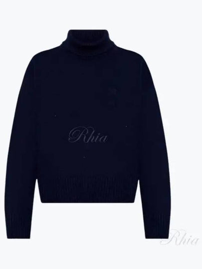 Embossed Logo Turtleneck Navy - AMI - BALAAN 2