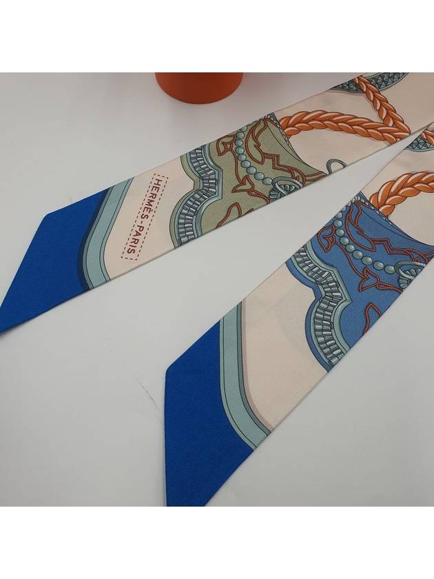 Grand Apparat Twilly Silk Scarf Creme Blue Terracotta - HERMES - BALAAN 7