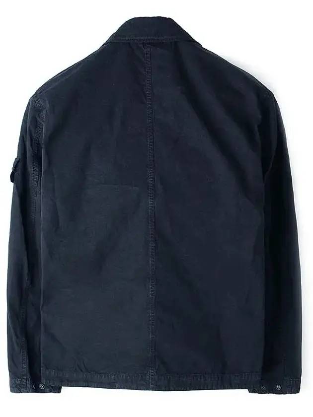 Brushed Organic Cotton Overshirt Jacket Navy - STONE ISLAND - BALAAN 3