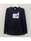 30 1 Label Logo Crew Neck Long Sleeve T Shirt Black - CP COMPANY - BALAAN 2