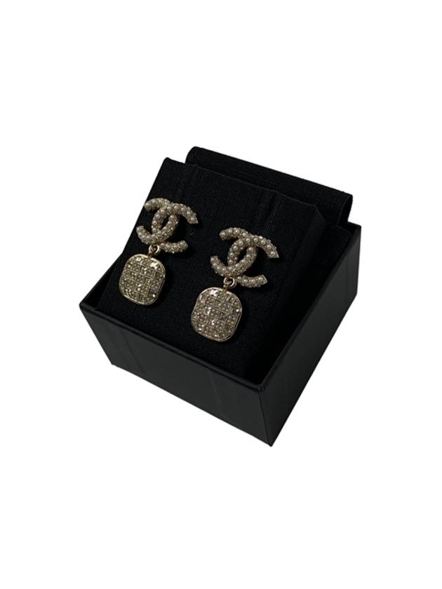 Earrings CC Logo Gold Crystal Drop Square Earrings AB6560 - CHANEL - BALAAN 5