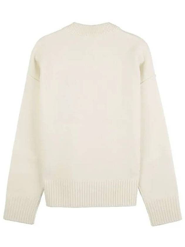 Intarsia Big Heart Logo Wool Knit Top Ivory - AMI - BALAAN 3