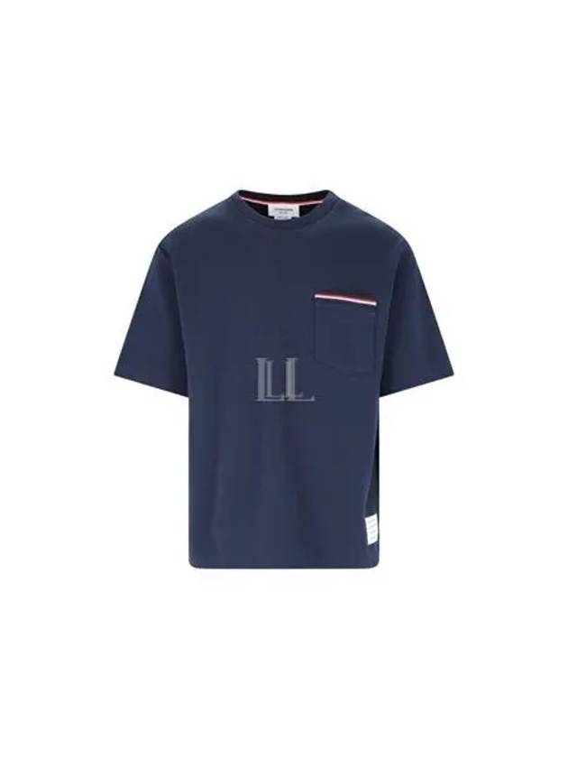 Cotton Oversized Pocket Short Sleeve T-Shirt Navy - THOM BROWNE - BALAAN 2