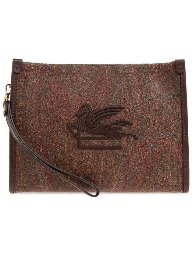 Paisley Jacquard Zipped Clutch Bag Brown - ETRO - BALAAN 1