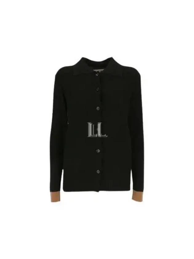 Contrast Cuff Button Wool Cardigan Black - MARNI - BALAAN 2