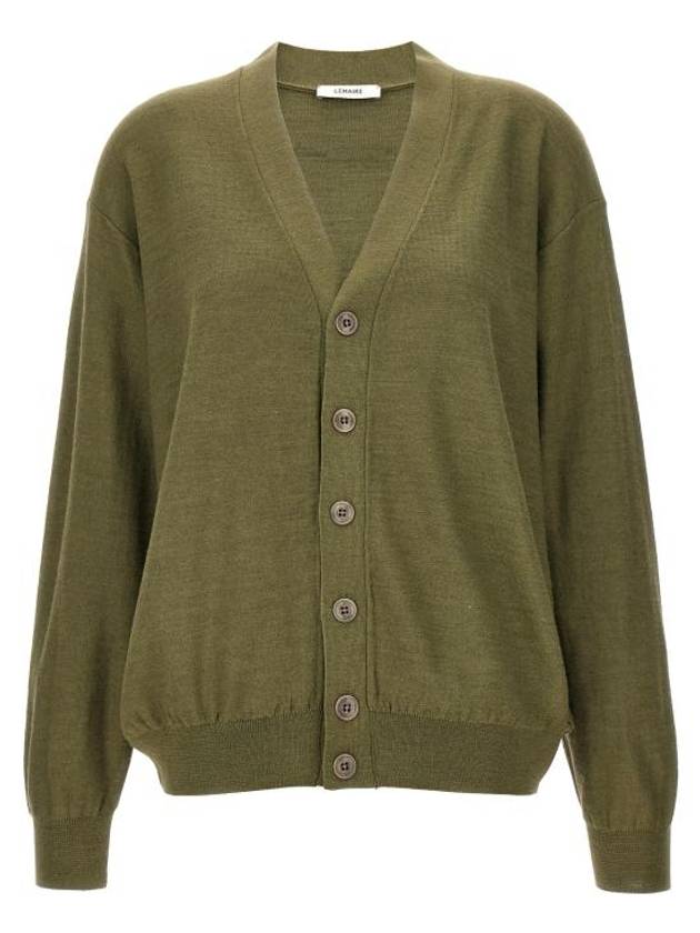 Relaxed Twisted Merino Wool Blend Cardigan Light Olive - LEMAIRE - BALAAN 3