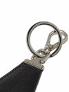 Saffiano Triangle Logo Leather Key Holder Black - PRADA - BALAAN 7