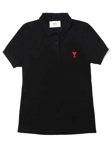 Chain stitch heart logo short sleeve collar - AMI - BALAAN 1