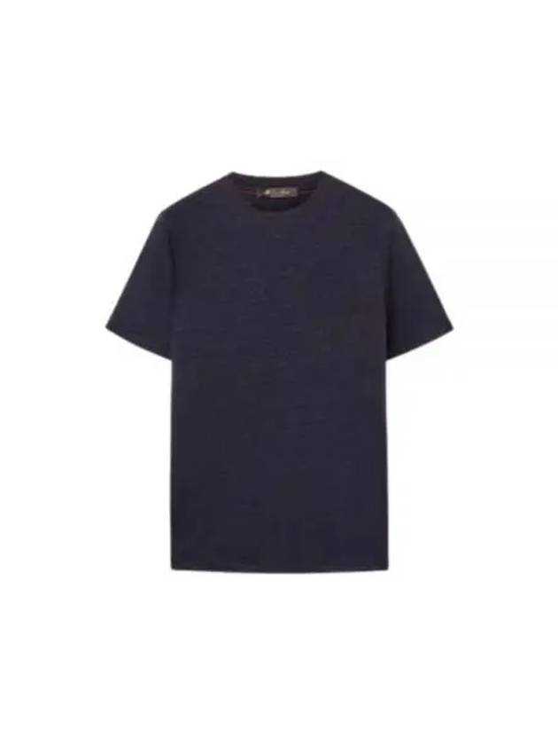 Crew Neck Linen Short Sleeve T-shirt Blue - LORO PIANA - BALAAN 2