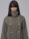 Cashmere Wool High Neck Herve Double Coat Khaki - RS9SEOUL - BALAAN 3