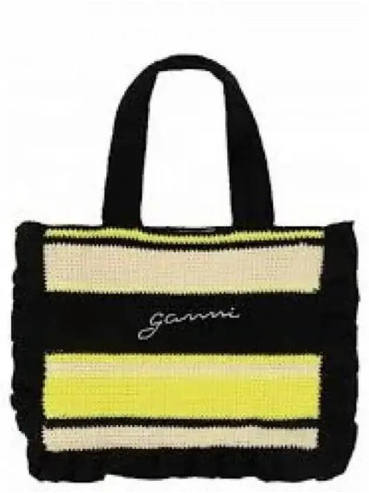 Crochet-Frill Embroided Logo Cotton Tote Bag - GANNI - BALAAN 2