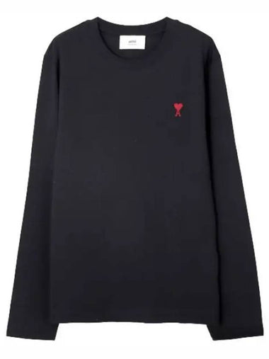 Chain stitch heart logo long sleeve t shirt - AMI - BALAAN 1