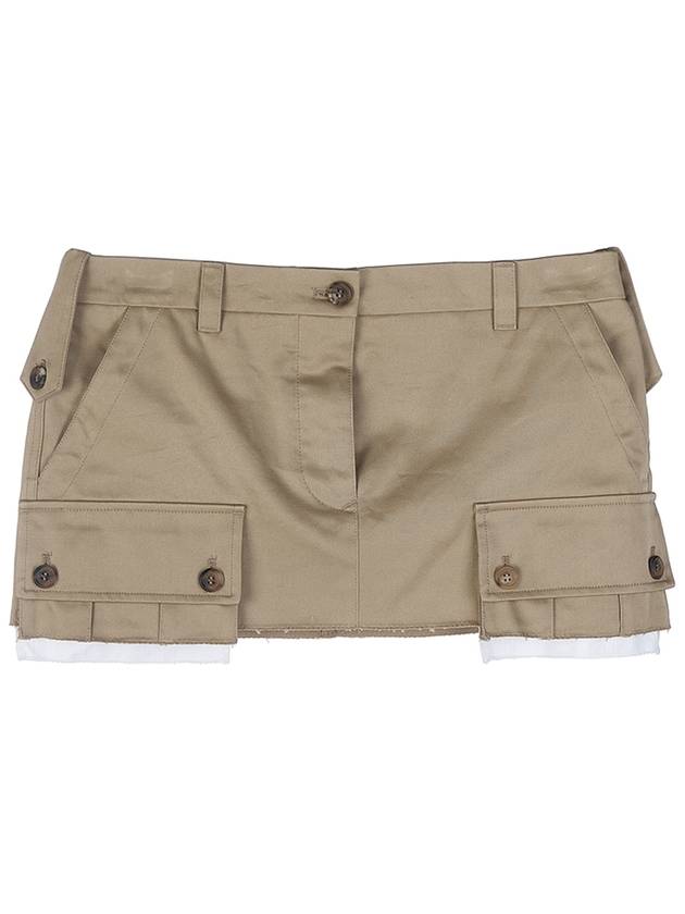 Women's Cargo Pocket Chino Mini A-Line Skirt Beige - MIU MIU - BALAAN.