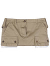 Women's Cargo Pocket Chino Mini A-Line Skirt Beige - MIU MIU - BALAAN 2