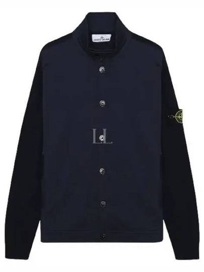 Badge Button Knit Cardigan Navy - STONE ISLAND - BALAAN 2