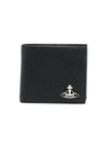 ORB Logo Plaque Leather Half Wallet Black - VIVIENNE WESTWOOD - BALAAN 1