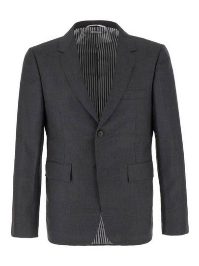 Super 120S Wool Twill Single Breasted Classic Jacket Dark Grey - THOM BROWNE - BALAAN 2