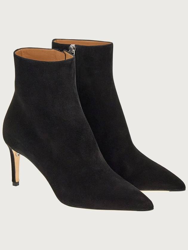 Women's Point Toe Suede Zipper Middle Boot Heels Black - SALVATORE FERRAGAMO - BALAAN 6